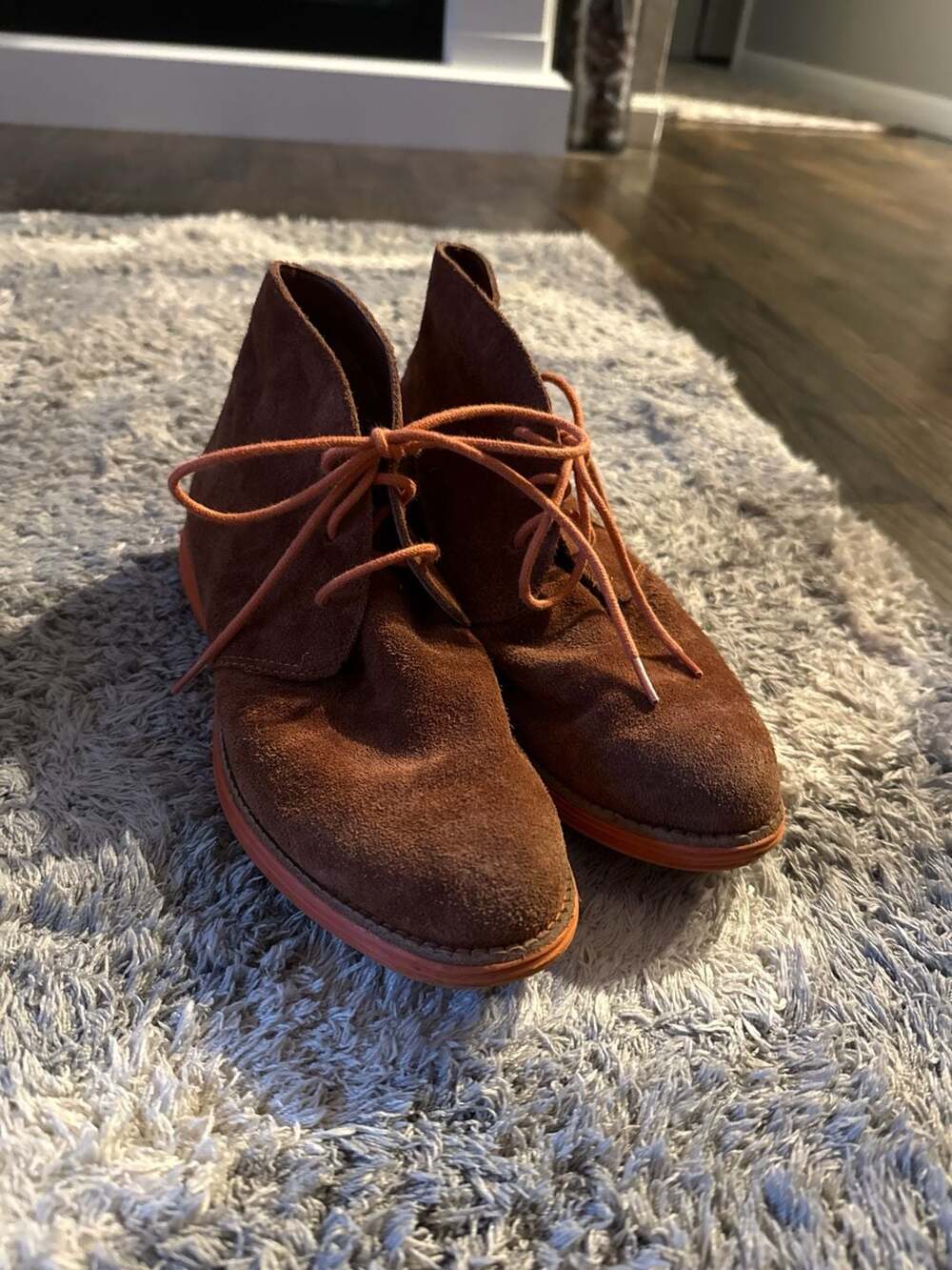 Cole Haan Lunargrand Boot Brown Orange Womens Suede Leather Chukka Size 9
